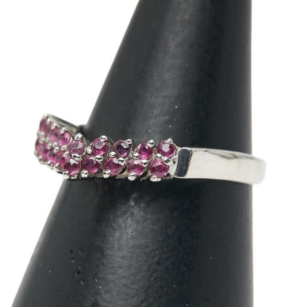 Unbranded Ruby V-Shape Platinum 900 Ring Silver